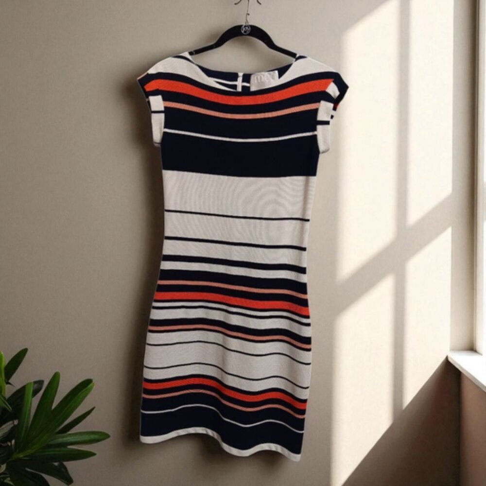 Meg Color-blocked Striped Modern Sheath Dress